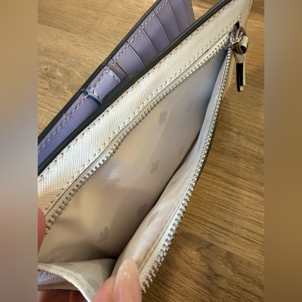 Kate Spade New York White & Lavender Leather Zip Wallet - Picture 6 of 6